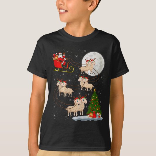Lambs Sheep Santa Sleigh Flying Funny Magical Chri T-shirt (Voorkant)