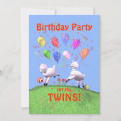 Lambs verjaardagsfeestje voor tweeling kaart (Voorkant)