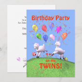 Lambs verjaardagsfeestje voor tweeling kaart (Voorkant / Achterkant)