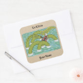 Lambton Worm en Ridder Boekplaat Vierkante Sticker (Envelop)