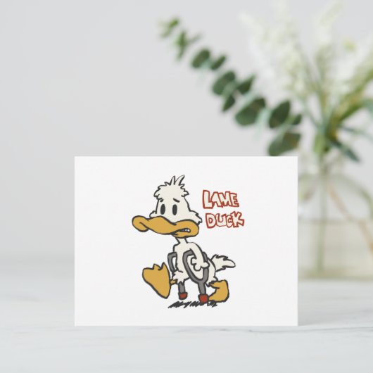 Lame eend cartoon | achtergrondkleur kiezen briefkaart (Staand voorkant)