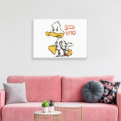 Lame eend cartoon | achtergrondkleur kiezen canvas afdruk (Insitu (Woonkamer))