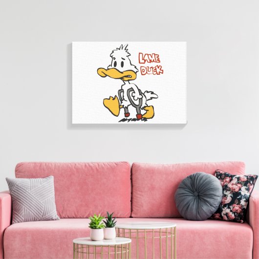 Lame eend cartoon | achtergrondkleur kiezen canvas afdruk (Insitu (Woonkamer))