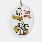 Lame eend cartoon | achtergrondkleur kiezen keramisch ornament (Rechts)