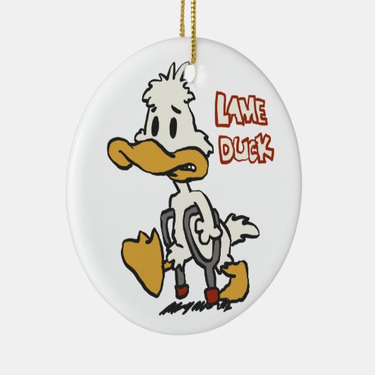 Lame eend cartoon | achtergrondkleur kiezen keramisch ornament (Rechts)