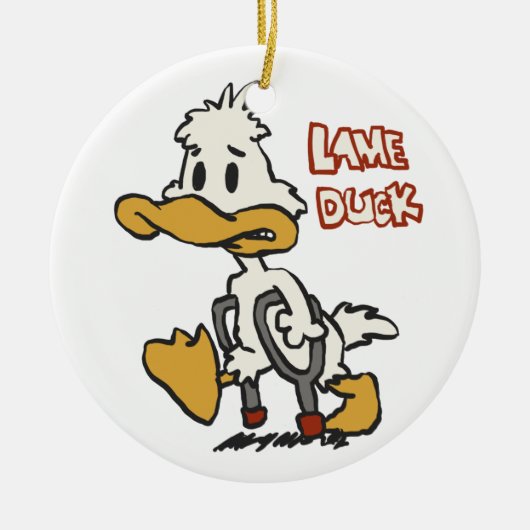 Lame eend cartoon | achtergrondkleur kiezen keramisch ornament (Voorkant)