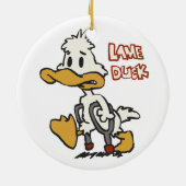 Lame eend cartoon | achtergrondkleur kiezen keramisch ornament (Achterkant)