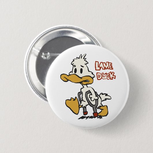 Lame eend cartoon | achtergrondkleur kiezen ronde button 5,7 cm (Voorkant /achterkant)