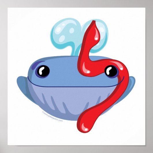 Lamed Hebrew Aleph Bet (Alphabet) Whale Print (Voorkant)