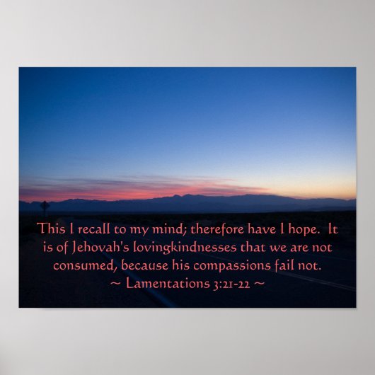 Lamentaties 3: 21-22 poster (Voorkant)