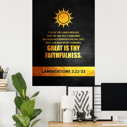 Lamentaties 3:22-23 Bijbelversie Poster (Thuiskantoor)