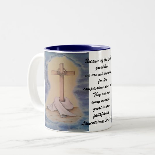 Lamentaties 3:22-23 mok koffie (Voorkant links)