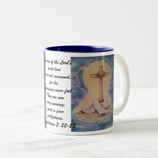 Lamentaties 3:22-23 mok koffie (Voorkant rechts)