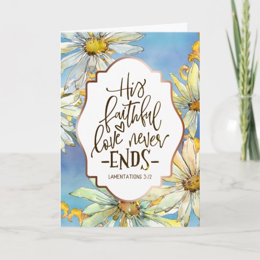 Lamentaties 3:22 Zijn getrouwe liefde eindigt nooi Kaart (Voorkant)