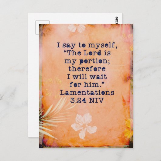 Lamentaties 3:24 NIV Bijbelgeheugen Verse Kaart (Voorkant / Achterkant)