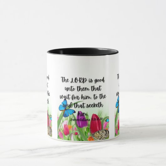 Lamentaties 3:25 KJV bijbelverse Pic Two-Tone Mok (Midden)