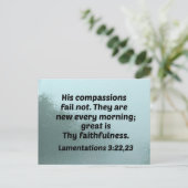 Lamentations 3:22,23 Zijn compassions falen niet Briefkaart (Staand voorkant)