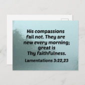 Lamentations 3:22,23 Zijn compassions falen niet Briefkaart (Voorkant / Achterkant)
