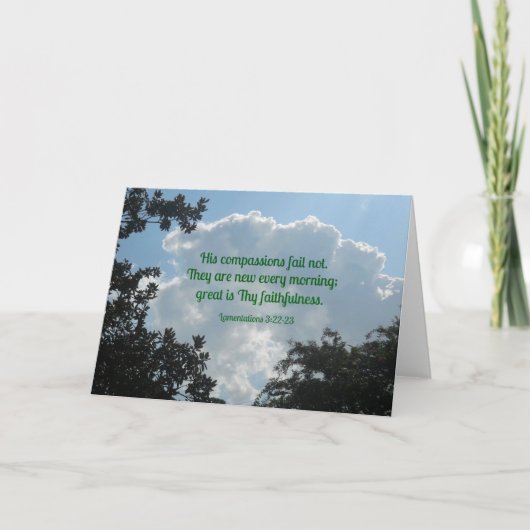 Lamentations 3:22-23 Zijn compassions falen niet.. Kaart (Voorkant)