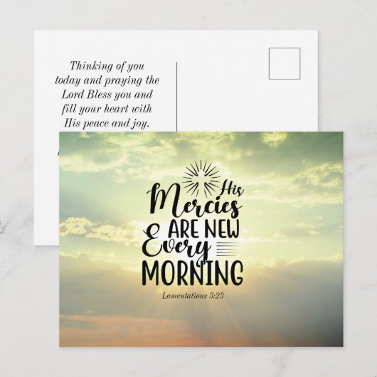 Lamentations 3:23 Zijn genootschappen zijn elke oc Briefkaart (Voorkant / Achterkant)