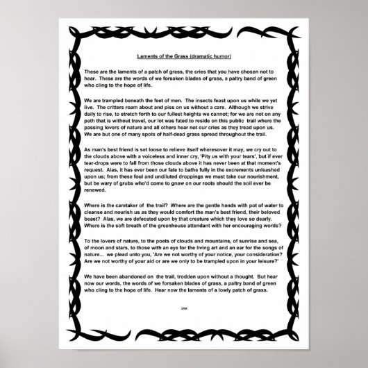 Lamenten van de gras (dramatische humor) poster (Voorkant)