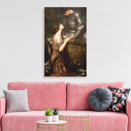 Lamia en de Soldier (door John William Waterhouse) Canvas Afdruk (Insitu (Woonkamer))
