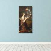 Lamia en de Soldier van John William Waterhouse Canvas Afdruk (Insitu (Houten vloer))