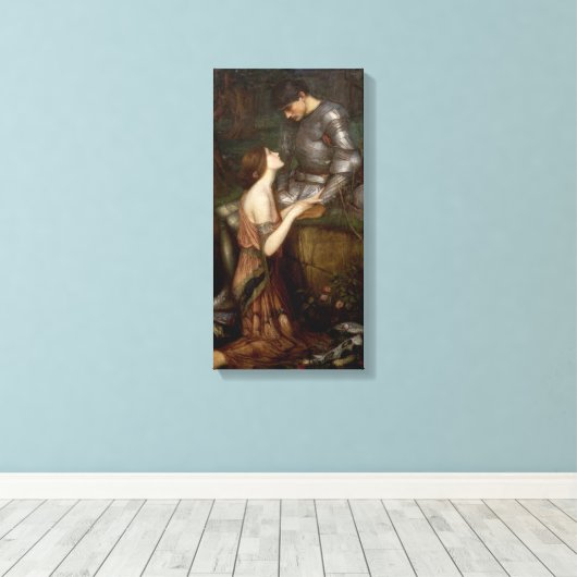 Lamia en de Soldier van John William Waterhouse Canvas Afdruk (Insitu (Houten vloer))