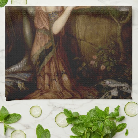 Lamia en de Soldier van John William Waterhouse Theedoek (Gevouwen)