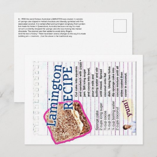 Lamington-ontvanger Briefkaart (Voorkant / Achterkant)