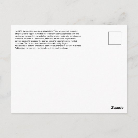 Lamington-ontvanger Briefkaart (Achterkant)