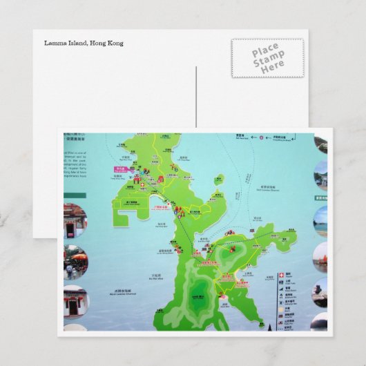 lamma - eilandkaart briefkaart (Voorkant / Achterkant)