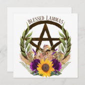 Lammas Harvest Floral Pentacle Feestdagenkaart (Voorkant / Achterkant)