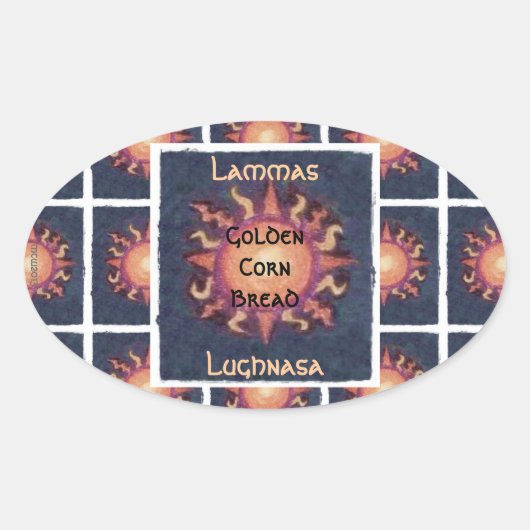 Lammas/Lughnasa Sun Harvest Pagan Ovale Sticker (Voorkant)