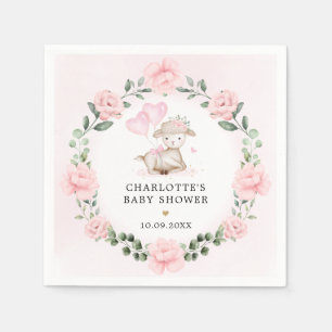  lammeren Baby Pink Floral Baby shower Favors Servet