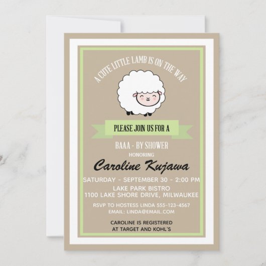 lammeren Baby shower Kaart (Voorkant)