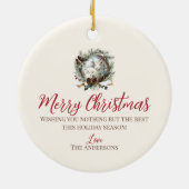 Lammeren boerderijdieren rustieke kerstkrans keramisch ornament (Achterkant)