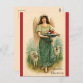  lammeren en engeltjes met paaseieren briefkaart (Voorkant / Achterkant)