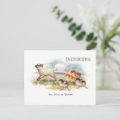  lammeren en kippen met paasbegroeting briefkaart (Staand voorkant)