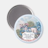 lammeren geperst in Blue Ribbons Baby shower Magneet (Voorkant / Achterkant)
