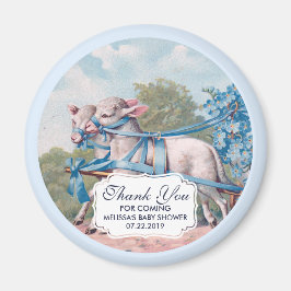  lammeren geperst in Blue Ribbons Baby shower Magneet