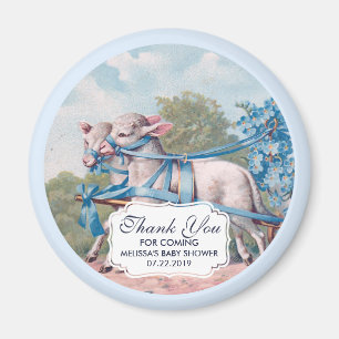 lammeren geperst in Blue Ribbons Baby shower Magneet