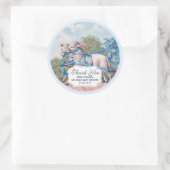  lammeren geperst in Blue Ribbons Baby shower Ronde Sticker (Tas)