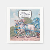  lammeren geperst in Blue Ribbons Baby shower Servet (Voorkant)