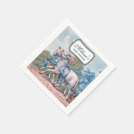  lammeren geperst in Blue Ribbons Baby shower Servet (Hoek)