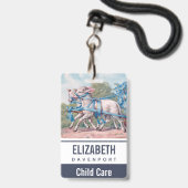 lammeren geperst in Fancy blauwe linten Badge (Front with Lanyard)