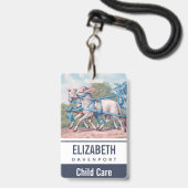 lammeren geperst in Fancy blauwe linten Badge (Back with Lanyard)