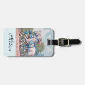  lammeren geperst in Fancy blauwe linten Bagagelabel (Voorkant horizontaal)