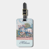  lammeren geperst in Fancy blauwe linten Bagagelabel (Voorkant verticaal)