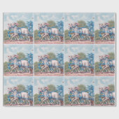  lammeren geperst in Fancy blauwe linten Cadeaupapier (Vlak)